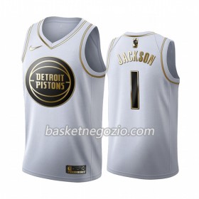 Canotte Uomo Detroit Pistons Reggie Jackson 1 2019-20 Nike Bianco Golden Edition Swingman